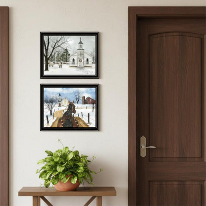 Set Of Two Sleigh Bells Ring Black Framed Wall Art HomeRoots