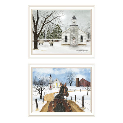 Set Of Two Sleigh Bells Ring White Framed Wall Art HomeRoots