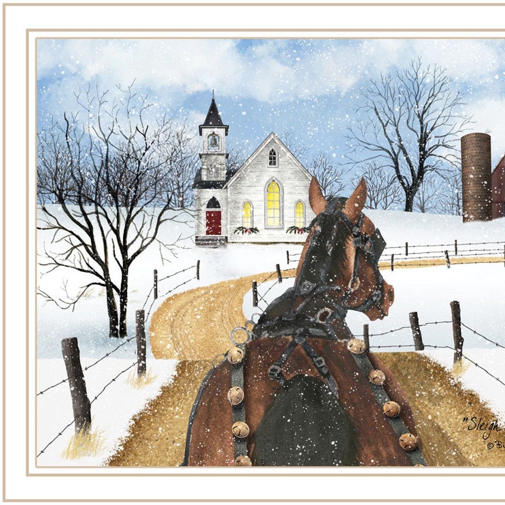 Set Of Two Sleigh Bells Ring White Framed Wall Art HomeRoots