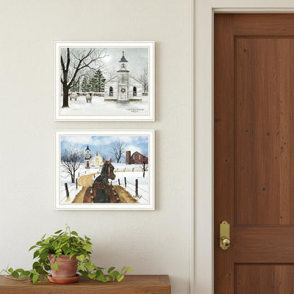 Set Of Two Sleigh Bells Ring White Framed Wall Art HomeRoots