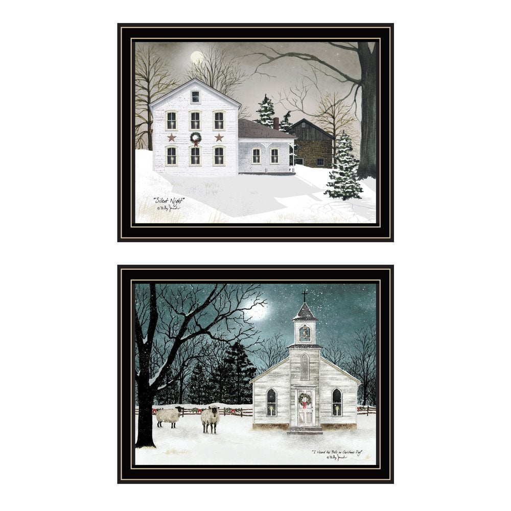 Set Of Two Silent Night Black Framed Wall Art — view 1