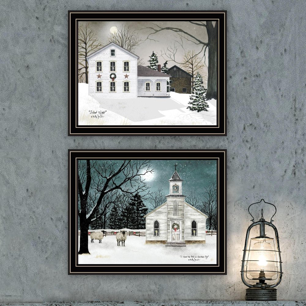 Set Of Two Silent Night Black Framed Wall Art — view 2
