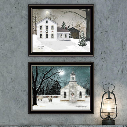 Set Of Two Silent Night Black Framed Wall Art HomeRoots