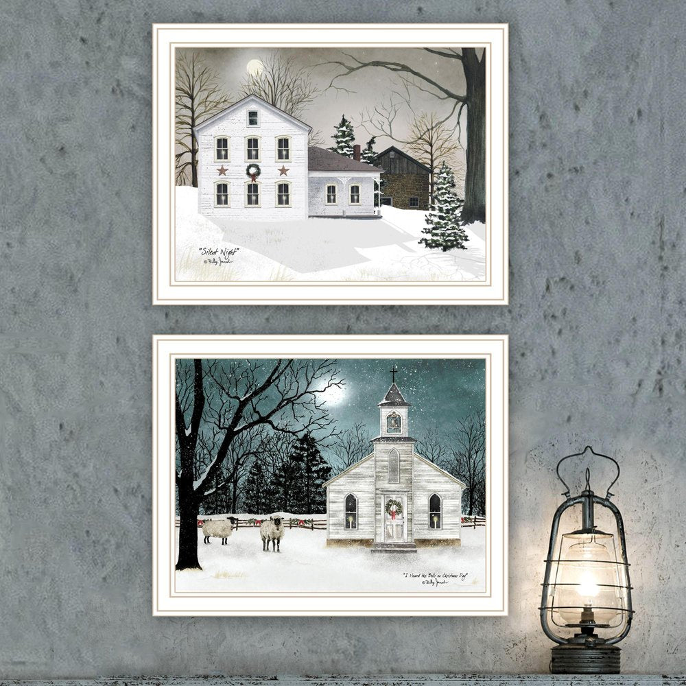 Set Of Two Silent Night White Framed Wall Art — view 2