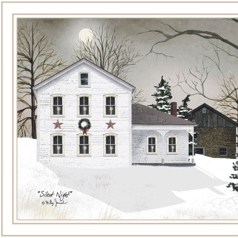 Set Of Two Silent Night White Framed Wall Art — view 3