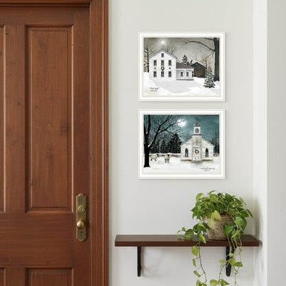 Set Of Two Silent Night White Framed Wall Art HomeRoots