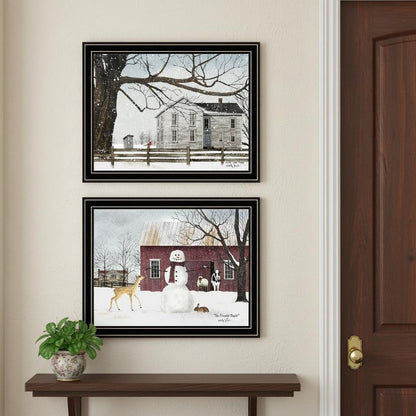 Set Of Two Life in the Countryside Winter Black Framed Wall Art HomeRoots