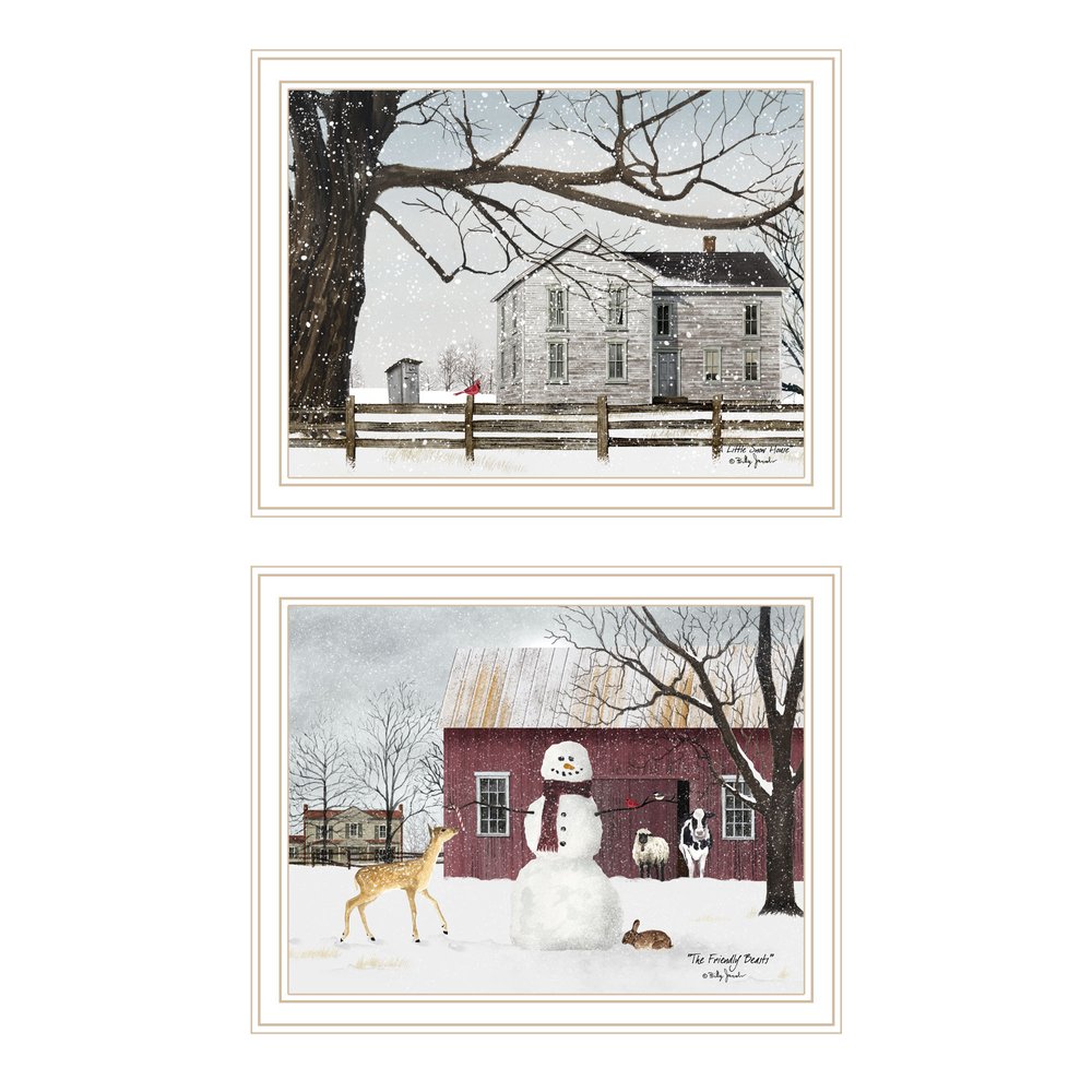 Set Of Two Life in the Countryside Winter White Framed Wall Art HomeRoots