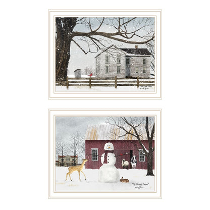 Set Of Two Life in the Countryside Winter White Framed Wall Art HomeRoots