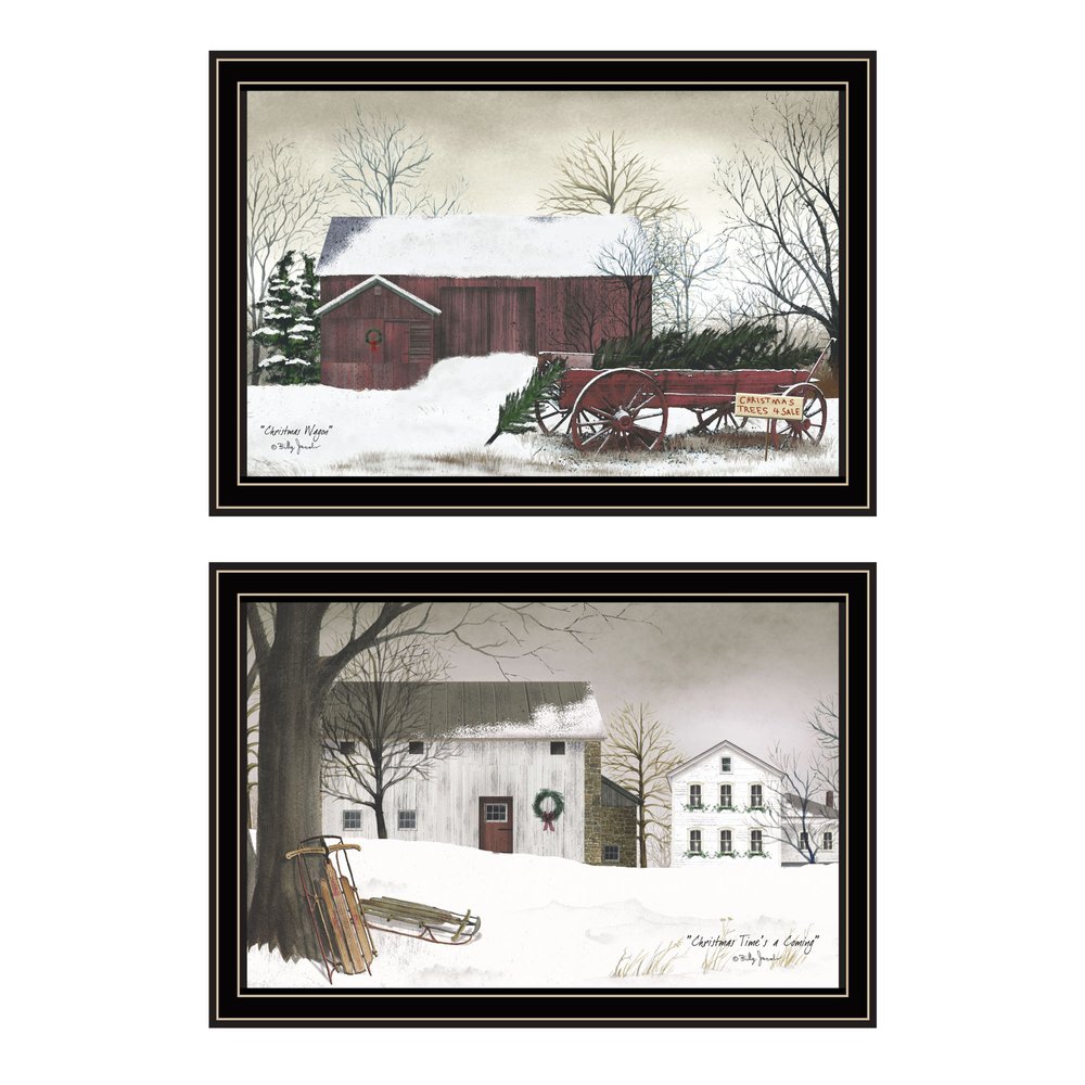 Set Of Two Christmas Time with Family Black Framed Wall Art — view 1
