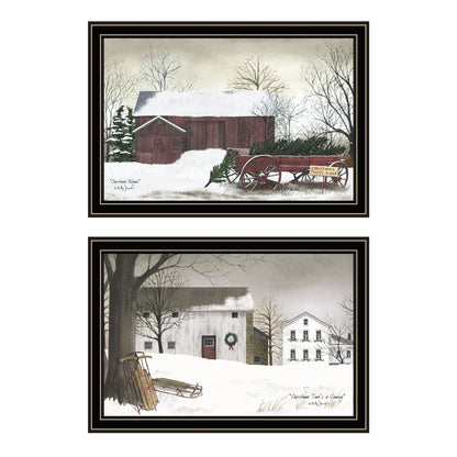 Set Of Two Christmas Time with Family Black Framed Wall Art HomeRoots