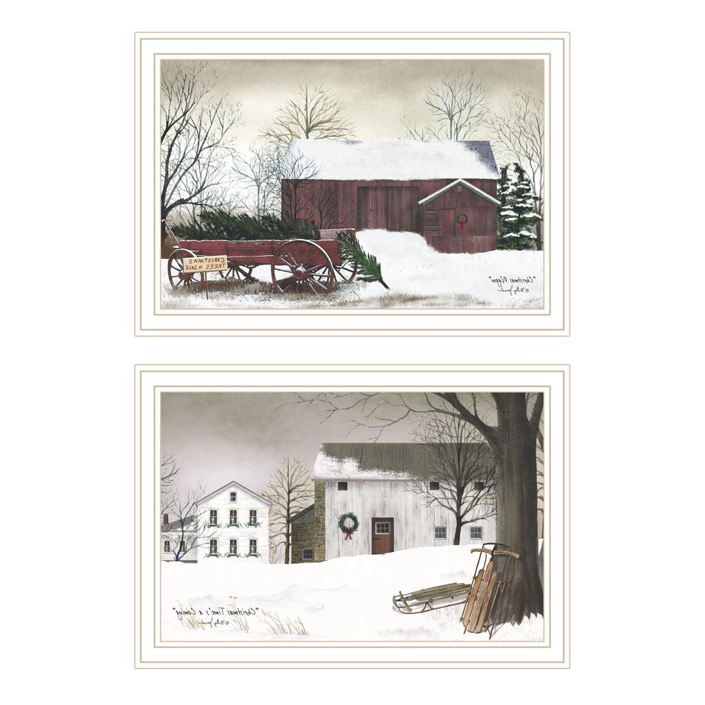 Set Of Two Christmas Time with Family White Framed Wall Art HomeRoots