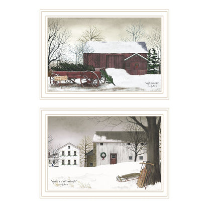 Set Of Two Christmas Time with Family White Framed Wall Art HomeRoots