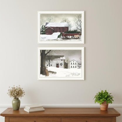 Set Of Two Christmas Time with Family White Framed Wall Art HomeRoots
