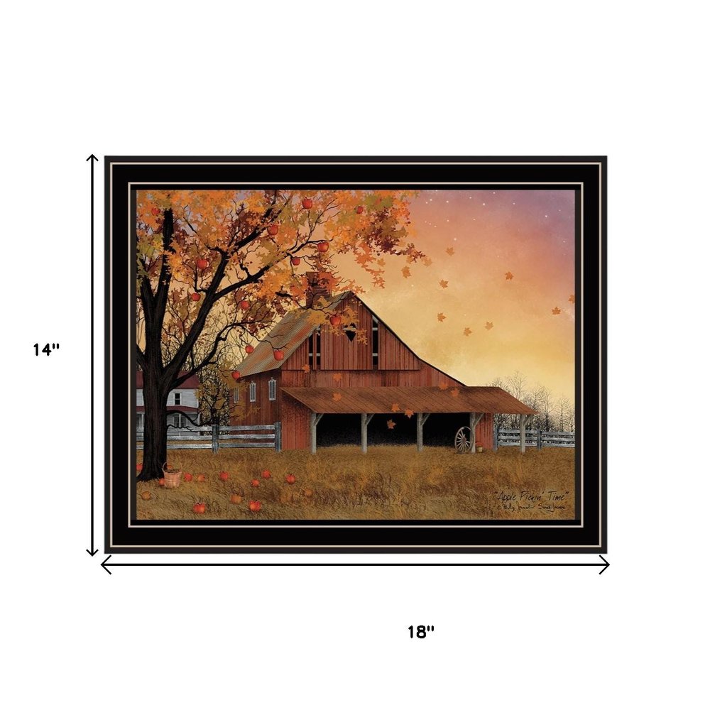 Set Of Two Apple Picking time And Sunflower Quilt Barn Black Framed Wall Art HomeRoots