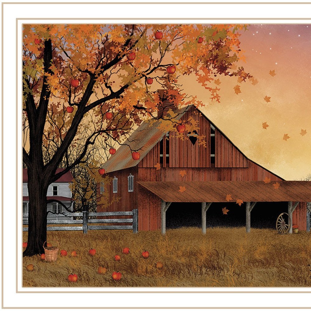 Set Of Two Apple Picking time And Sunflower Quilt Barn White Framed Wall Art HomeRoots