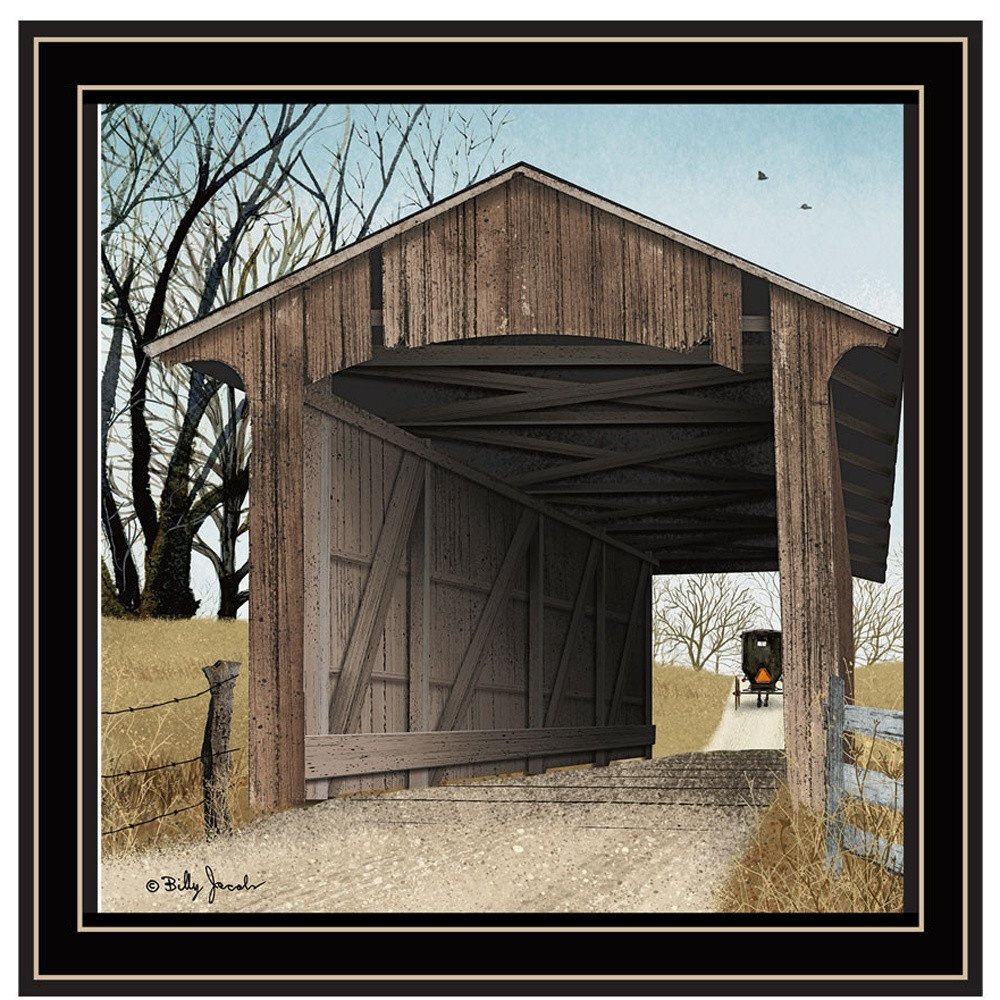 Set Of Two Headin' Home And Miller's Creek Bridge Black Framed Wall Art HomeRoots