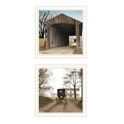 Set Of Two Headin' Home And Miller's Creek Bridge White Framed Wall Art HomeRoots