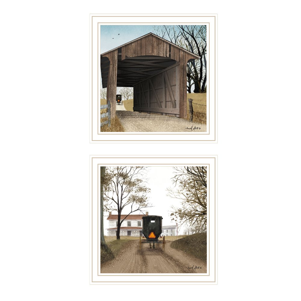 Set Of Two Headin' Home And Miller's Creek Bridge White Framed Wall Art — view 2
