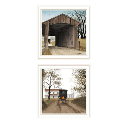 Set Of Two Headin' Home And Miller's Creek Bridge White Framed Wall Art HomeRoots