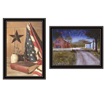 Set Of Two Star Spangled Night God And Country Black Framed Wall Art HomeRoots