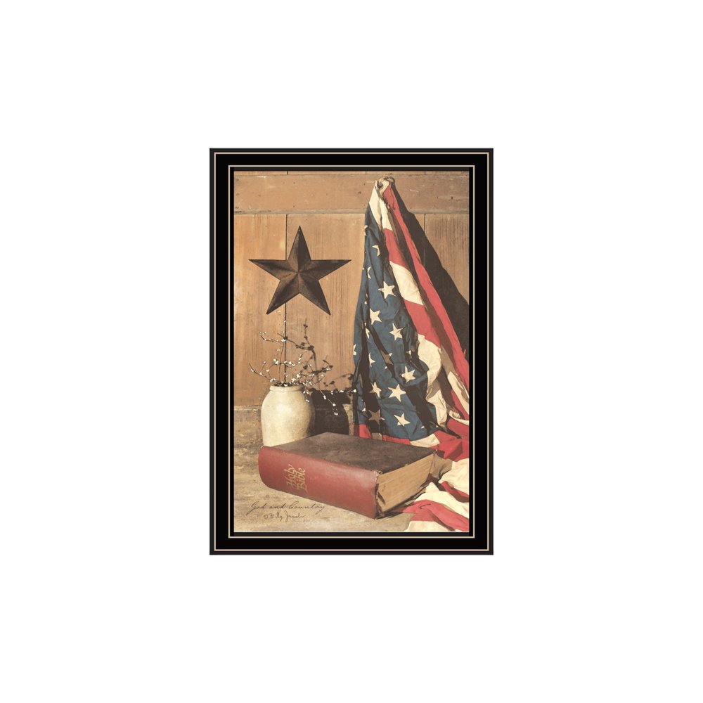Set Of Two Star Spangled Night God And Country Black Framed Wall Art HomeRoots