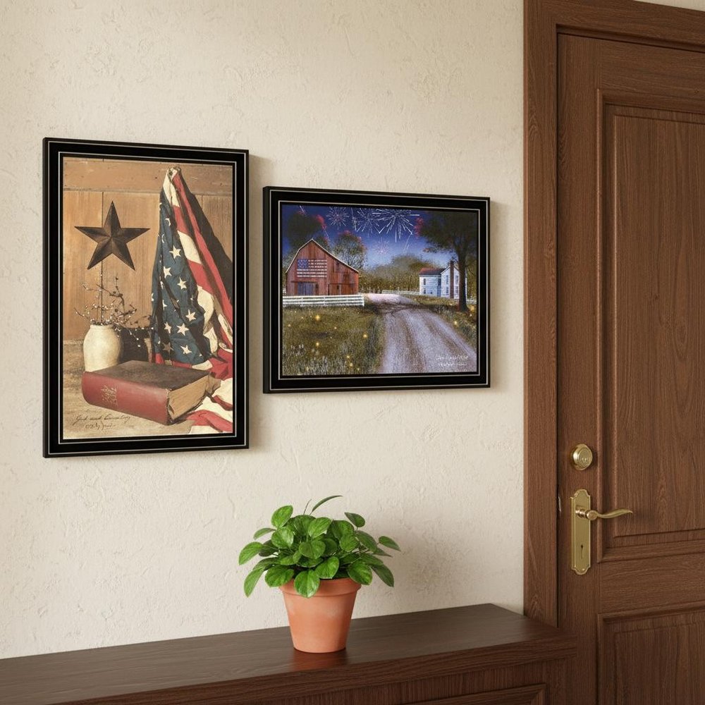 Set Of Two Star Spangled Night God And Country Black Framed Wall Art — view 6