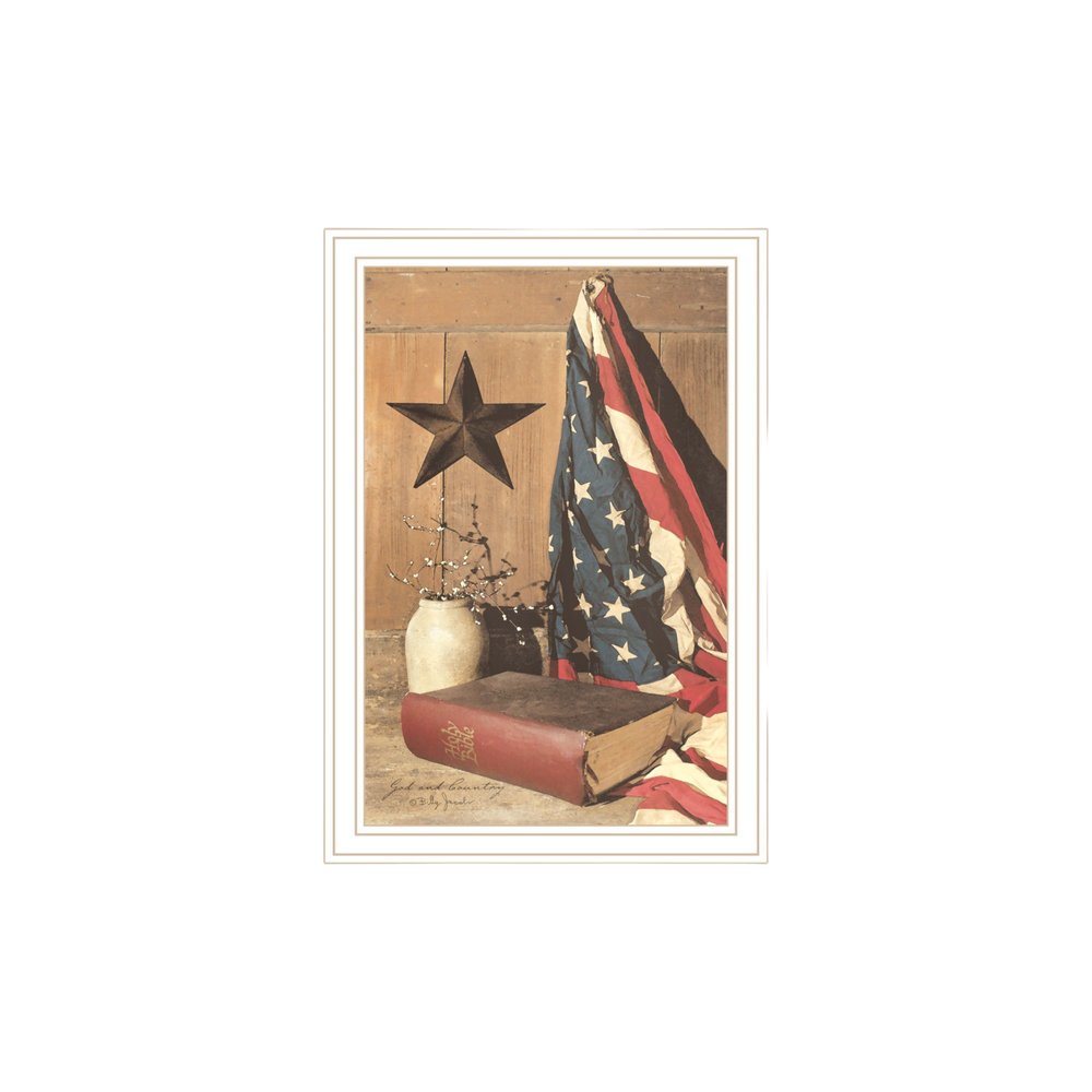 Set Of Two Star Spangled Night God And Country White Framed Wall Art HomeRoots