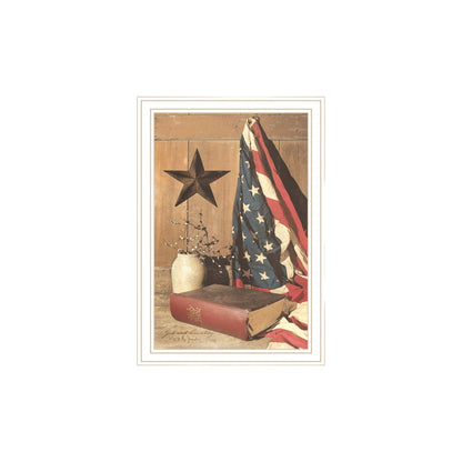 Set Of Two Star Spangled Night God And Country White Framed Wall Art HomeRoots