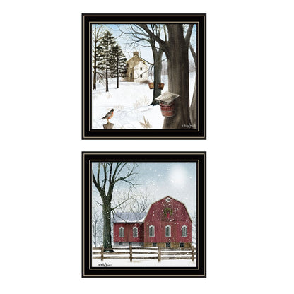 Set Of Two A Little Snow And Waiting for Spring Black Framed Wall Art HomeRoots