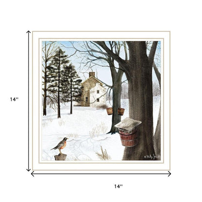 Set Of Two A Little Snow And Waiting for Spring White Framed Wall Art HomeRoots