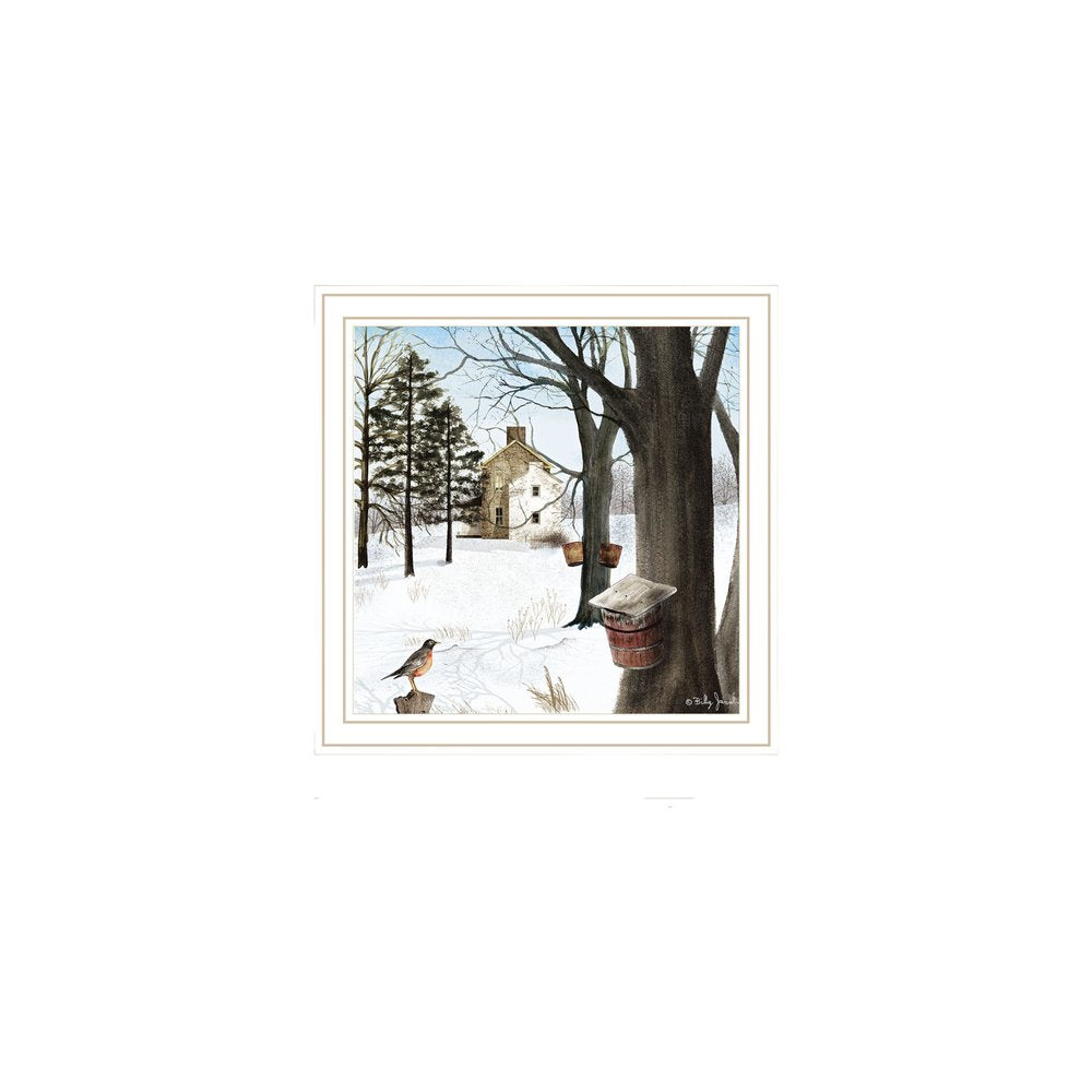 Set Of Two A Little Snow And Waiting for Spring White Framed Wall Art HomeRoots