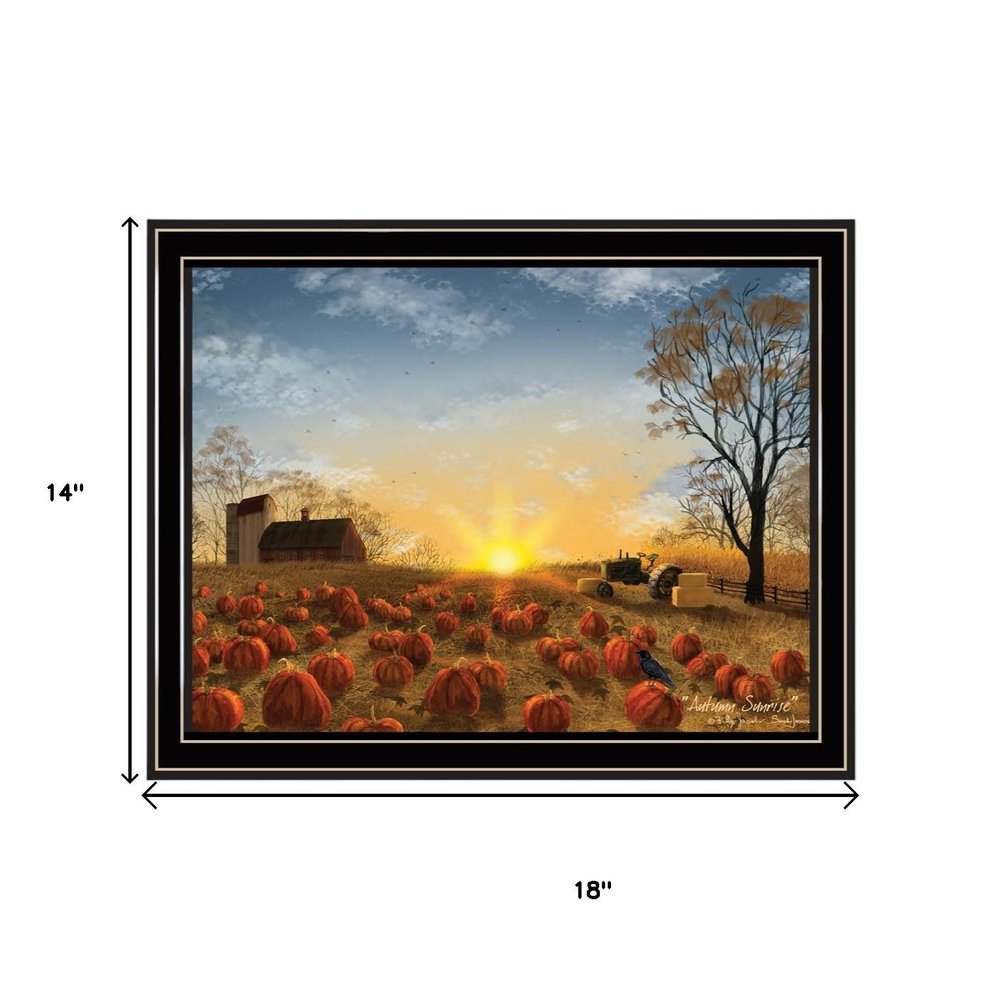 Set Of Two Vignette Autumn Sunrise And Fruit of the Spirit Black Framed Wall Art