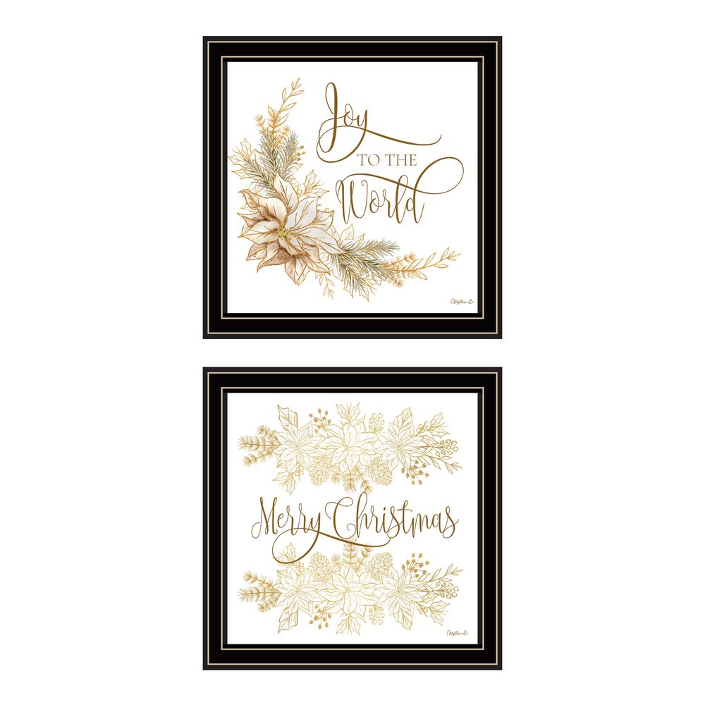 Set Of Two Golden Merry Christmas Black Framed Wall Art HomeRoots