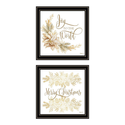 Set Of Two Golden Merry Christmas Black Framed Wall Art HomeRoots