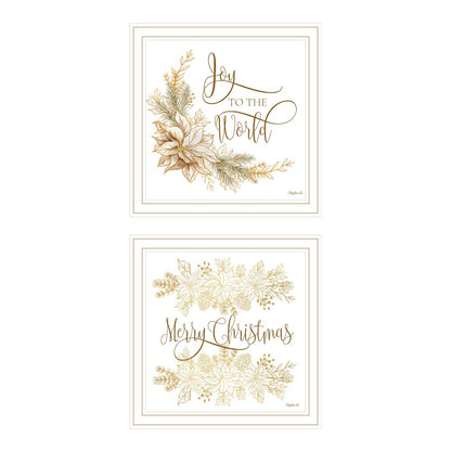 Set Of Two Golden Merry Christmas White Framed Wall Art HomeRoots