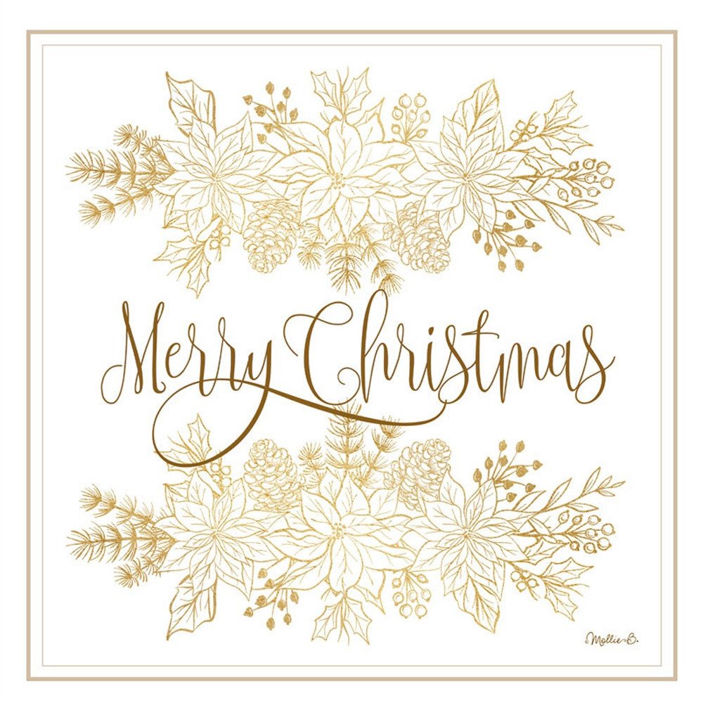 Set Of Two Golden Merry Christmas White Framed Wall Art — view 3
