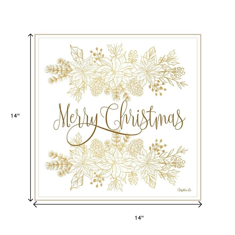 Set Of Two Golden Merry Christmas White Framed Wall Art HomeRoots