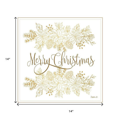 Set Of Two Golden Merry Christmas White Framed Wall Art HomeRoots