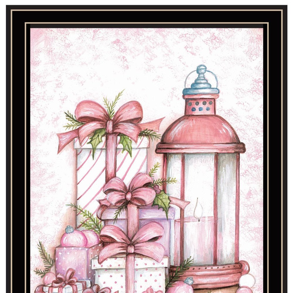 Set Of Two Pink Candy Land Christmas Trees Black Framed Wall Art — view 3