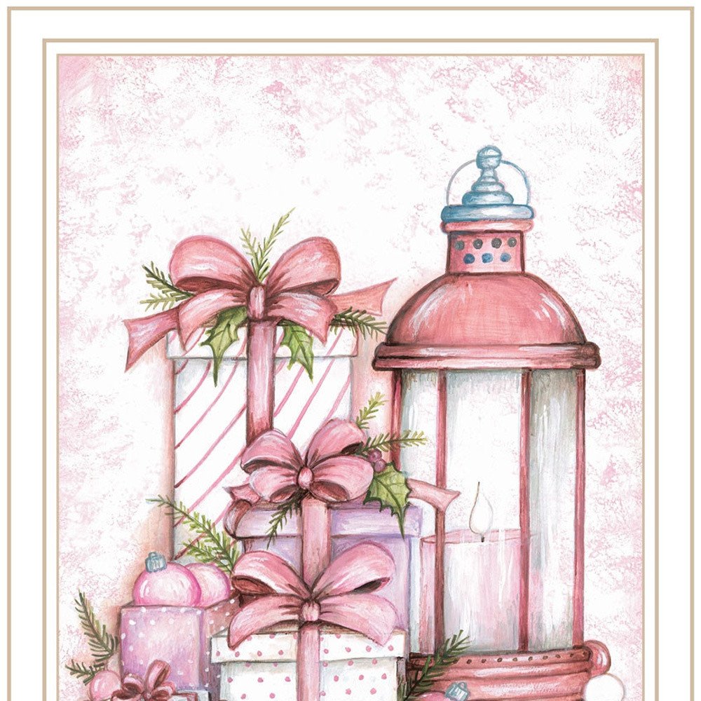 Set Of Two Pink Candy Land Christmas Trees White Framed Wall Art — view 3