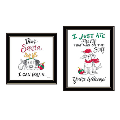 Set Of Two Dear Santa I Can Explain Black Framed Wall Art HomeRoots