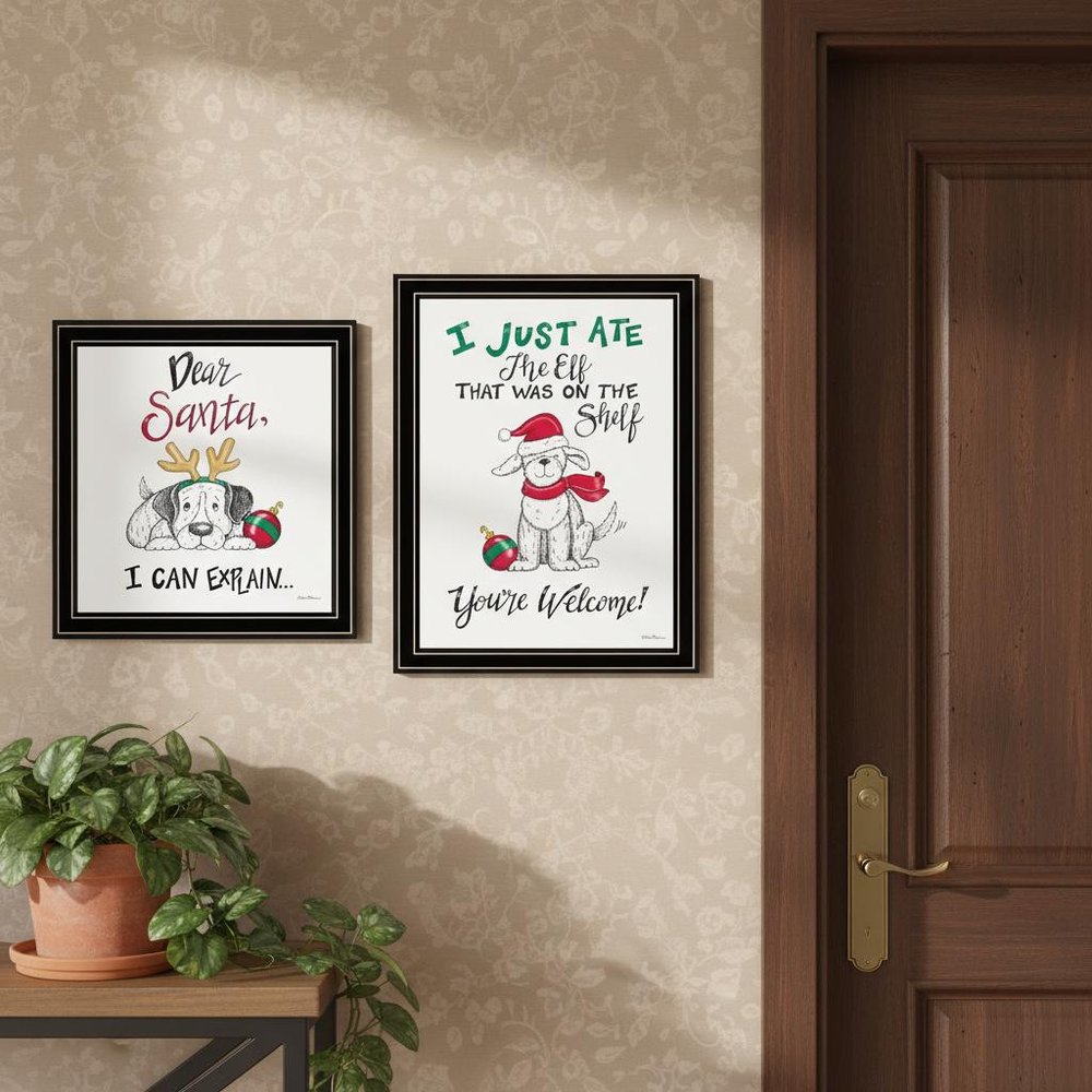 Set Of Two Dear Santa I Can Explain Black Framed Wall Art — view 4