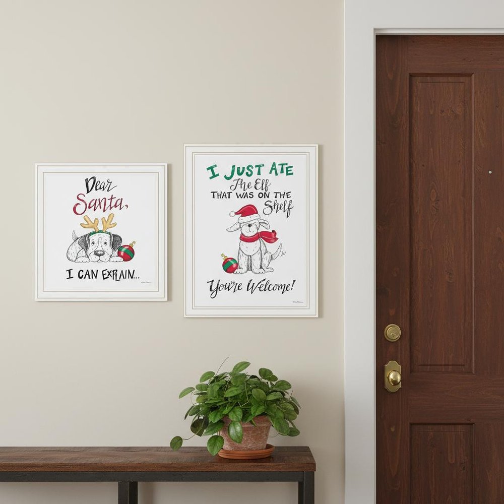 Set Of Two Dear Santa I Can Explain White Framed Wall Art HomeRoots