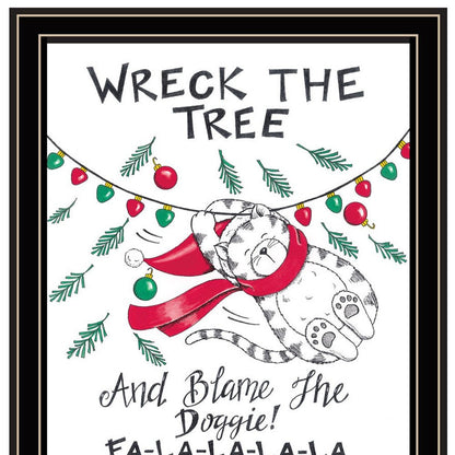 Set Of Two Cat And Dog Christmas Enjoyment ! Black Framed Wall Art HomeRoots