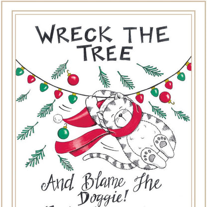 Set Of Two Cat And Dog Christmas Enjoyment ! White Framed Wall Art HomeRoots