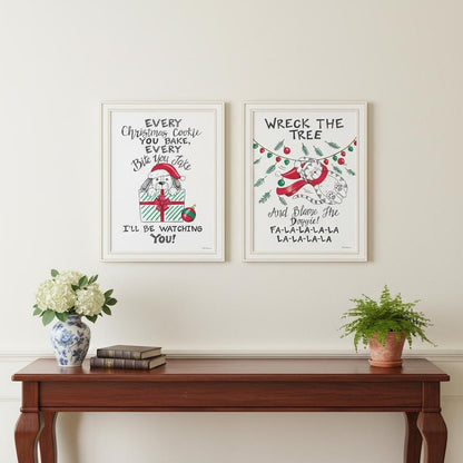 Set Of Two Cat And Dog Christmas Enjoyment ! White Framed Wall Art HomeRoots