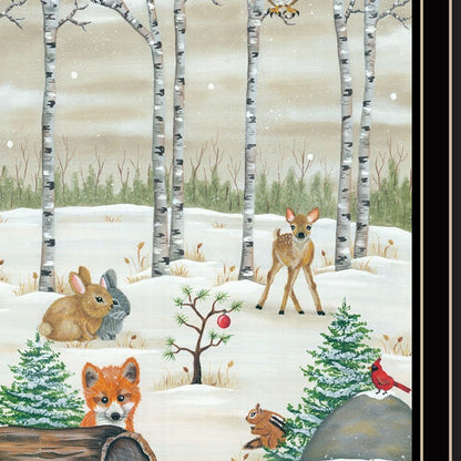 Set Of Two Woodland "Critters for Christmas" Black Framed Wall Art HomeRoots