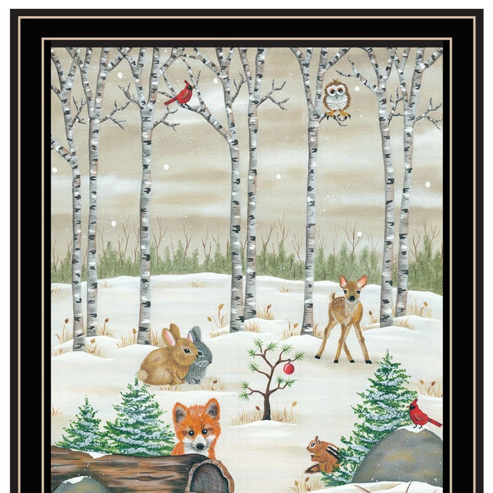 Set Of Two Woodland "Critters for Christmas" Black Framed Wall Art HomeRoots