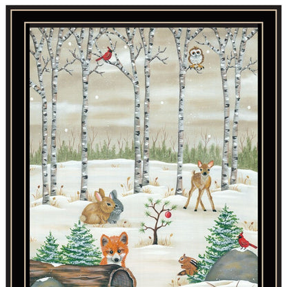 Set Of Two Woodland "Critters for Christmas" Black Framed Wall Art HomeRoots